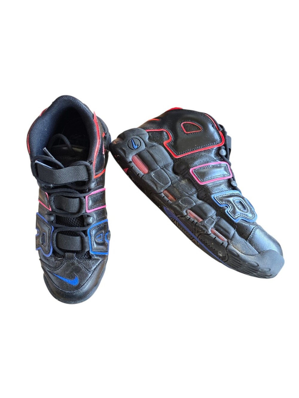 Nike Air More Uptempo Black Multi-Color Outline Sneakers Men's Size 10.5 - Picture 2 of 9